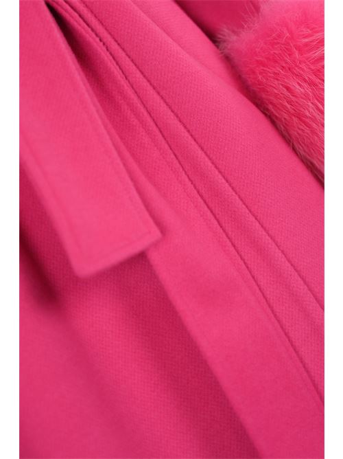 Cappotto CD1176 con polsi in volpe fucsia YES LONDON | CD1176FUXIA